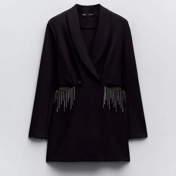 NWOT ZARA CUT OUT PLAYSUIT WITH RHINESTONES- SIZE MEDIUM - Picture 5 of 7